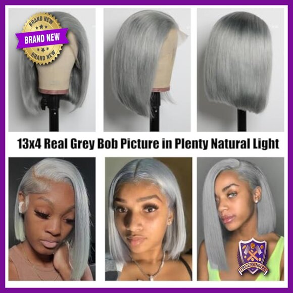 13x4 Glueless Lace Front Wig Human Hair Straight Bob 14 Inch